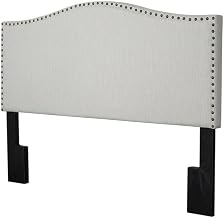 Furnifact Off White Upholstered King Headboard with Rubberwood Solid Frame, Soft Fabric Padding, Elegant Design for Bedroom Comfort, Stylish Décor