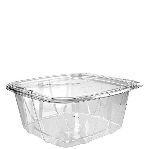 64 oz Tamper-Resistant Clear Hinged Container with Flat Lid (Case of 200) by DART – 64 oz, 64.0 fluid_ounces, Plastic, Clear, Pack of 200