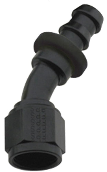 10AN Push-Lite End 30 Degree - Black by Fragola – Stock, Stainless Steel, Black, Model 203010-BL