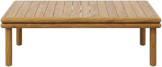 Brown Outdoor Patio Teak Wood Coffee Table, Solid Construction, Weather-Resistant Finish, Stylish Design for Garden, Deck, and Patio Use