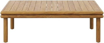Brown Outdoor Patio Teak Wood Coffee Table, Solid Construction, Weather-Resistant Finish, Stylish Design for Garden, Deck, and Patio Use