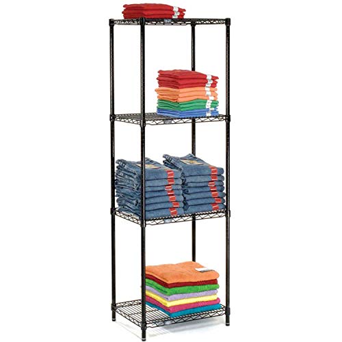 5 Tier Black Epoxy Wire Shelving Starter Unit by Nexel – 5, Plastic, Black, Model 24247B5