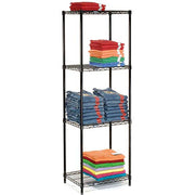 5 Tier Black EPOXY Wire Shelving Starter Unit by Nexel – 5, Plastic, Black, Model 24306B5