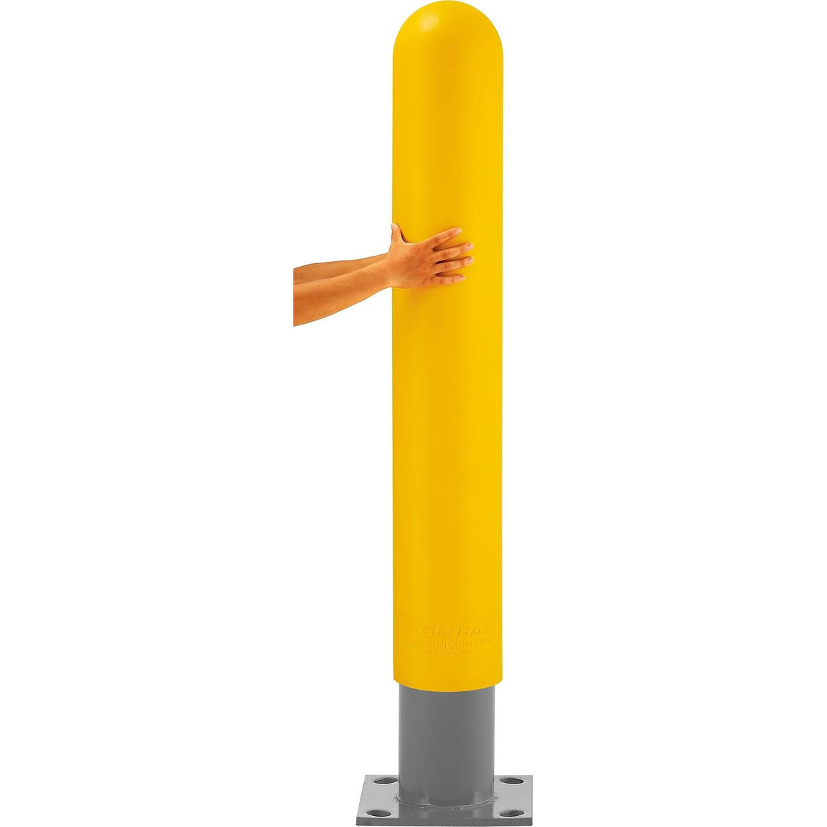 60" H Smooth Bollard Post Sleeve with Dome Top by Global Industrial – 10"L x 10"W x 60"H, HD Polyethylene, Yellow, Model BOL8YL