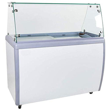 50-Inch Ice Cream Dipping Freezer with Flat Sneeze Guard by Omcan – 290.0 liters, Grey,White, Model 44588