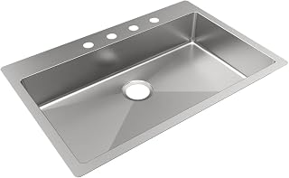 Elkay ECTSRSAD3322604 Crosstown 18 Gauge Stainless Steel 33" x 22" x 6" 4-Hole Single Bowl Dual Mount ADA Sink