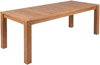 Green Outdoor Dining Table with Teak Finish, Contemporary Style, 108.5-Inch Width, Perfect for Patios and Outdoor Spaces