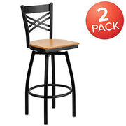 Flash Furniture Natural Wood Seat/Black Metal Frame / 2 Pack / 1 Barstools