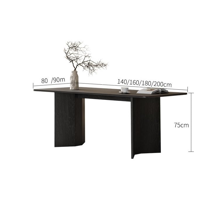 Mesa De Jantar Retro Wooden Dining Table Living Room Black Rock Slab Home Small Apartment Diner Table by JOYNOW – One Size, 200x90x75cm, Model 8524