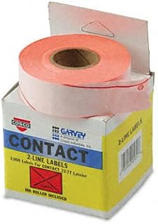 GARVEY Two-Line Pricemarker Labels, 5/8 x 13/16, Fluorescent Red, 1000/Roll, 3 Rls/Box -:- Sold as 2 Packs of - 3 - / - Total of 6 Each
