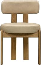 Faux Leather Dining Chair with Oak Legs by Starlight Canyon Home – 20 x 22 x 31 inches, Faux Leather, Beige