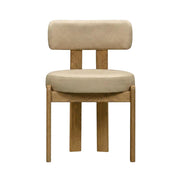 Faux Leather Dining Chair with Oak Legs by Starlight Canyon Home – 20 x 22 x 31 inches, Faux Leather, Beige