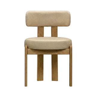 Faux Leather Dining Chair with Oak Legs by Starlight Canyon Home – 20 x 22 x 31 inches, Faux Leather, Beige