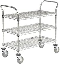 Nexel Wire Utility Cart, 3 Shelves, 800 Lb. Capacity, 36" L x 18" W x 38" H
