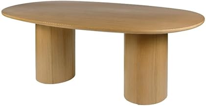 Coral 84" W Oval Pedestal Dining Table - Light Brown