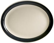 CAC China R-12NR-BLK Oval Platter N.R. Black 9 1/2" Stoneware Oval, Color, Set of 24