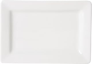 Tuxton China ABU-550 Plate, 8" x 5-1/2", Rectangular, Microwave and Dishwasher Safe, Oven Proof, Fully Vitrified, Ceramic, AlumaTux, Napa, Pearl White, Pack of 12