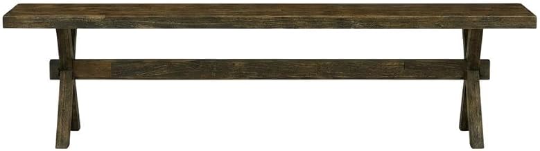 Furnifact Solid Wood Dining Bench with X-Style Base, Long Wooden Bench for Kitchen Table and Dining Room, Brown/Brown