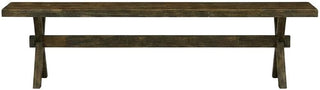 Furnifact Solid Wood Dining Bench with X-Style Base, Long Wooden Bench for Kitchen Table and Dining Room, Brown/Brown
