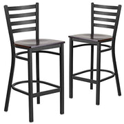 Flash Furniture Walnut Wood Seat/Black Metal Frame / Set of 2 / Traditional Barstools