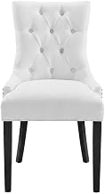 Furnifact Button-Tufted Fabric Dining Chair with Upholstered Seat, Upholstered Dining Chair for Kitchen and Dining Room Chairs, White