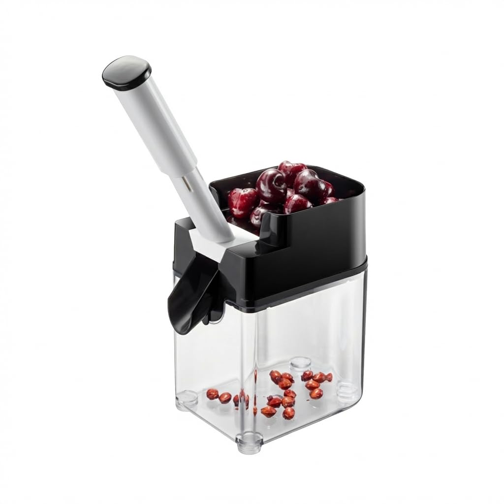 Cherry Pitter Corer by GEFU – 18 x 11 x 16.5 cm, Stainless Steel, Transparent, Model 19141