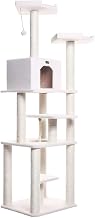 Pressed Wood Cat Tree with Six-Level Tower, Two Condos, Sisal Scratching Posts, Multi-Cat Climbing Activity Center