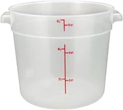 Winco 6 qt Heavy-Duty Round Food Storage Plastic Container | Dishwasher safe, BPA-free, Freezer safe, Great for Ingredient Storage, Bulk Foods, Prep Stations and Kitchens