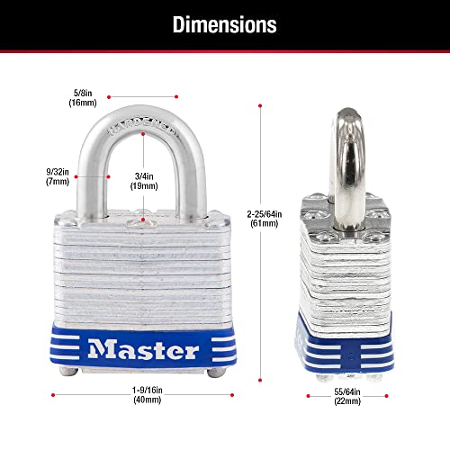 Master Lock Silver / 3/4" shackle / 4 Pack Keyed Padlocks
