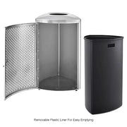 Triangular Indoor Trash Can with Removable Plastic Liner by Global Industrial – 1.5 gallons, Stainless Steel, Silver, Model EK9075B-MT