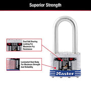Master Lock Steel / 1-1/2" shackle / 3 Pack, Keyed-Alike Keyed Padlocks