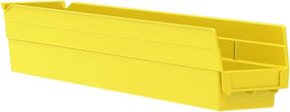 Akro-Mils 30124 Plastic Shelf Bin Nestable - 4-1/8"D x 23-5/8"D x 4"H Yellow - Lot of 12