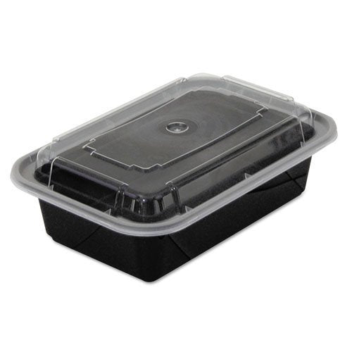 VERSAtainers, Black/Clear, 24oz, 5w x 7 1/4d x 2h by PACNC838B – 24.0 ounces, Polypropylene, Black Base, Clear Lid, Model PACNC838B