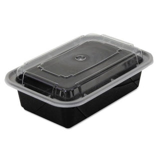 VERSAtainers, Black/Clear, 24oz, 5w x 7 1/4d x 2h by PACNC838B – 24.0 ounces, Polypropylene, Black Base, Clear Lid, Model PACNC838B