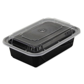 VERSAtainers, Black/Clear, 24oz, 5w x 7 1/4d x 2h by PACNC838B – 24.0 ounces, Polypropylene, Black Base, Clear Lid, Model PACNC838B