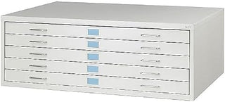 Safco 5-Drawer Flat File Organizer for Engineering, Construction, Design & Architecture Documents, 300 lbs Capacity, Medium, Light Gray
