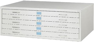 Safco 5-Drawer Flat File Organizer for Engineering, Construction, Design & Architecture Documents, 300 lbs Capacity, Medium, Light Gray