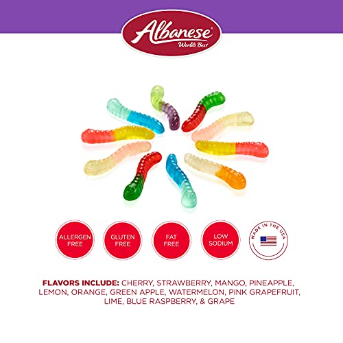 Albanese Mini Worms / 36 oz (Pack of 2) / Orange,blue,lime,pink Gummy Candy