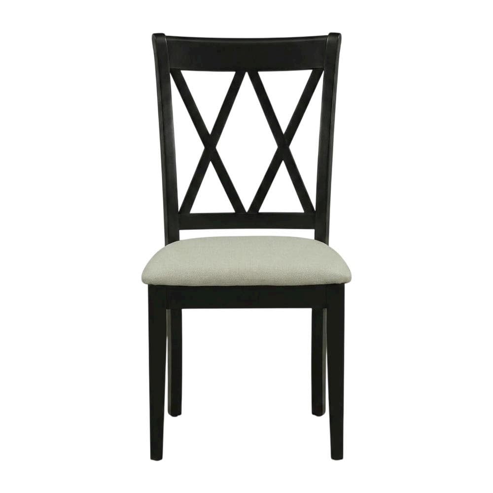 Upholstered Dining Chair with High Back by Furnifact – Rubberwood, Black, Pack of 2