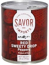 Savor Imports Sweety Drop Red Peppers, 28 Ounce, 6 per Case, Peruvian, Sweet-Tangy Flavor, Bite-Sized, Gluten Free, Kosher, Ambient Storage