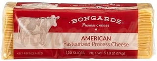 Bongards Yellow Processed American Cheese Slices, 5 Pound, 4 per Case, Real Cheese, Mild Buttery, Gluten Free, rBST Free