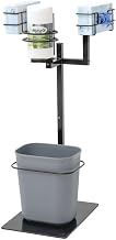 HUBERT Black Triple Arm Modular PPE Sanitizer Stand with Trash Can - 15 1/5"L x 12 3/5"W x 29"H