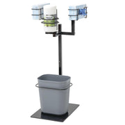 Black Triple Arm Modular PPE Sanitizer Stand with Trash Can - 15 1/5"L x 12 3/5"W x 29"H by HUBERT – 15.2 inches x 12.6 inches x 29 inches, 15.0 quarts, Model 19617/44752/247