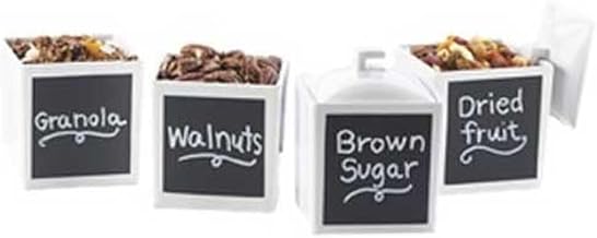 Cal Mil White Melamine Square Jar with Full Lid, 4 x 4 x 4 inch - 3 per case.