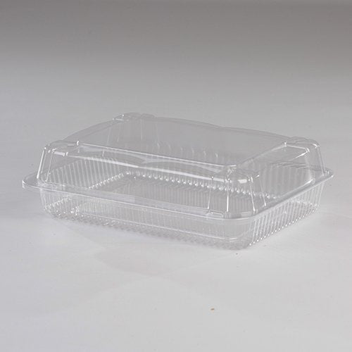 Detroit Forming LBH-811 Clear OPS Plastic Square Hinged Locking Lid Food Container – 10.5 x 8.5 x 3 Inches | 250 Per Case