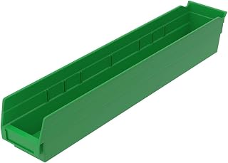 Akro-Mils 30124 Heavy Duty Plastic Shelf Bins, 24"x 4"x 4", Green, 12-Pack
