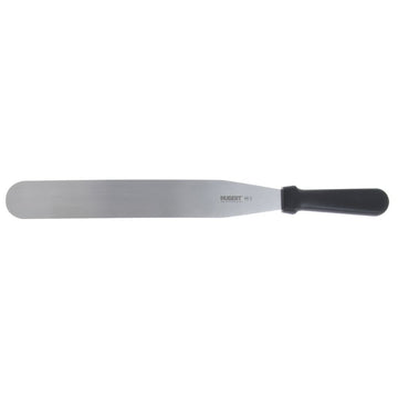 Spatula Stainless Steel with Black Polypropylene Handle - 12"L Blade by HUBERT – Medium, Stainless Steel, Silver, Model GS-10508300AK