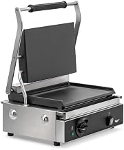 120-volt single panini sandwich grill with cast-iron flat plates and NEMA 5-15P Plug