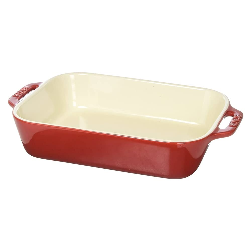 Ceramic Rectangular Baking Dish 13 x 9-inch Cherry Red by STAUB – 13 x 9-inch, 4500 cubic_centimeters, Ceramic, Red, Model RSTC512