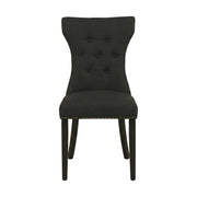 Wooden Parsons Dining Chair with Upholstered Seat by Furnifact – Wood, Black, Pack of 2